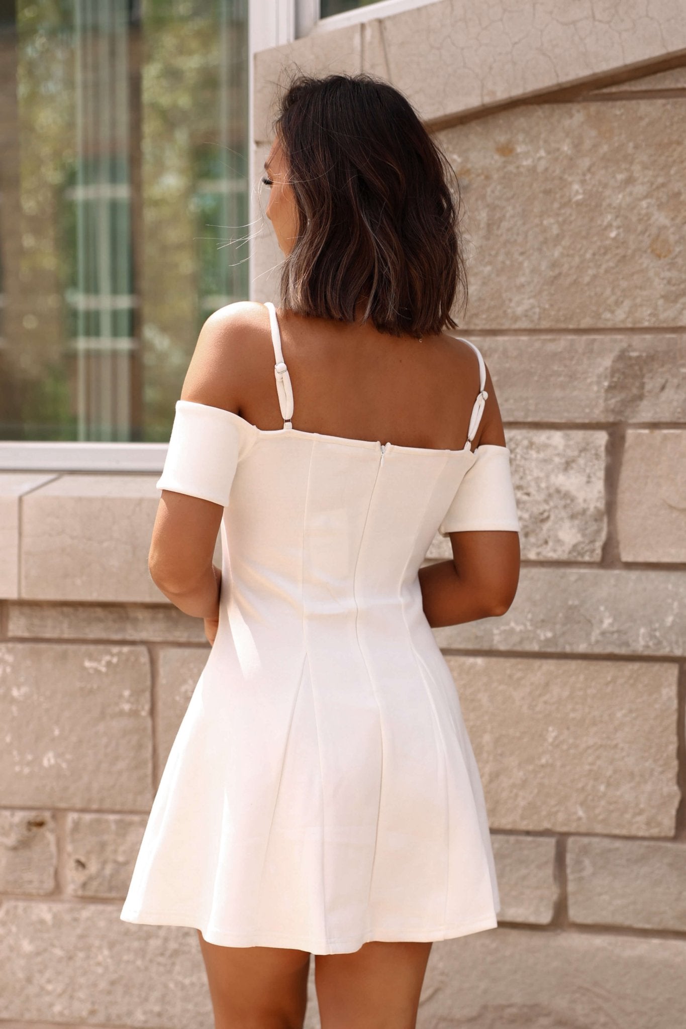 White Cold Shoulder Flare Mini Dress - FINAL SALE