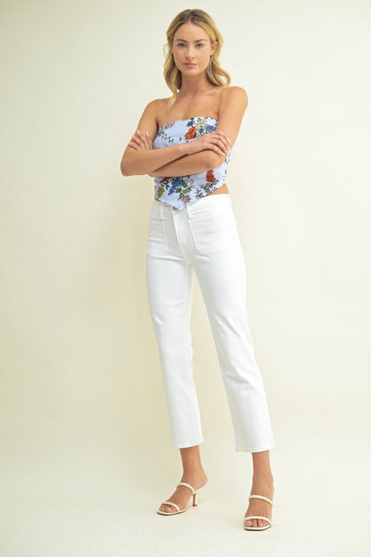 White Low Rise Straight Leg Jeans - FINAL SALE