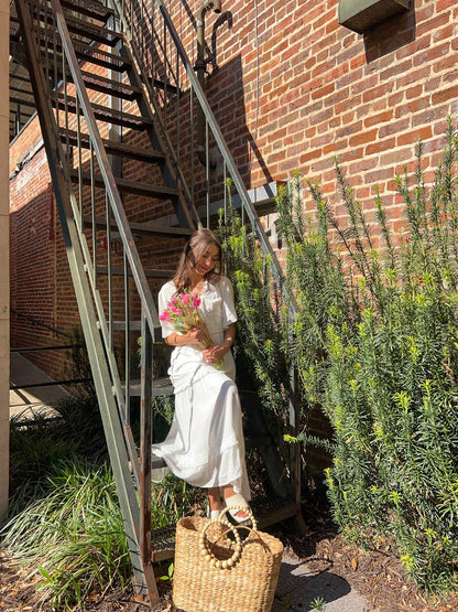 White Short Sleeve Lace Maxi Dress - FINAL SALE