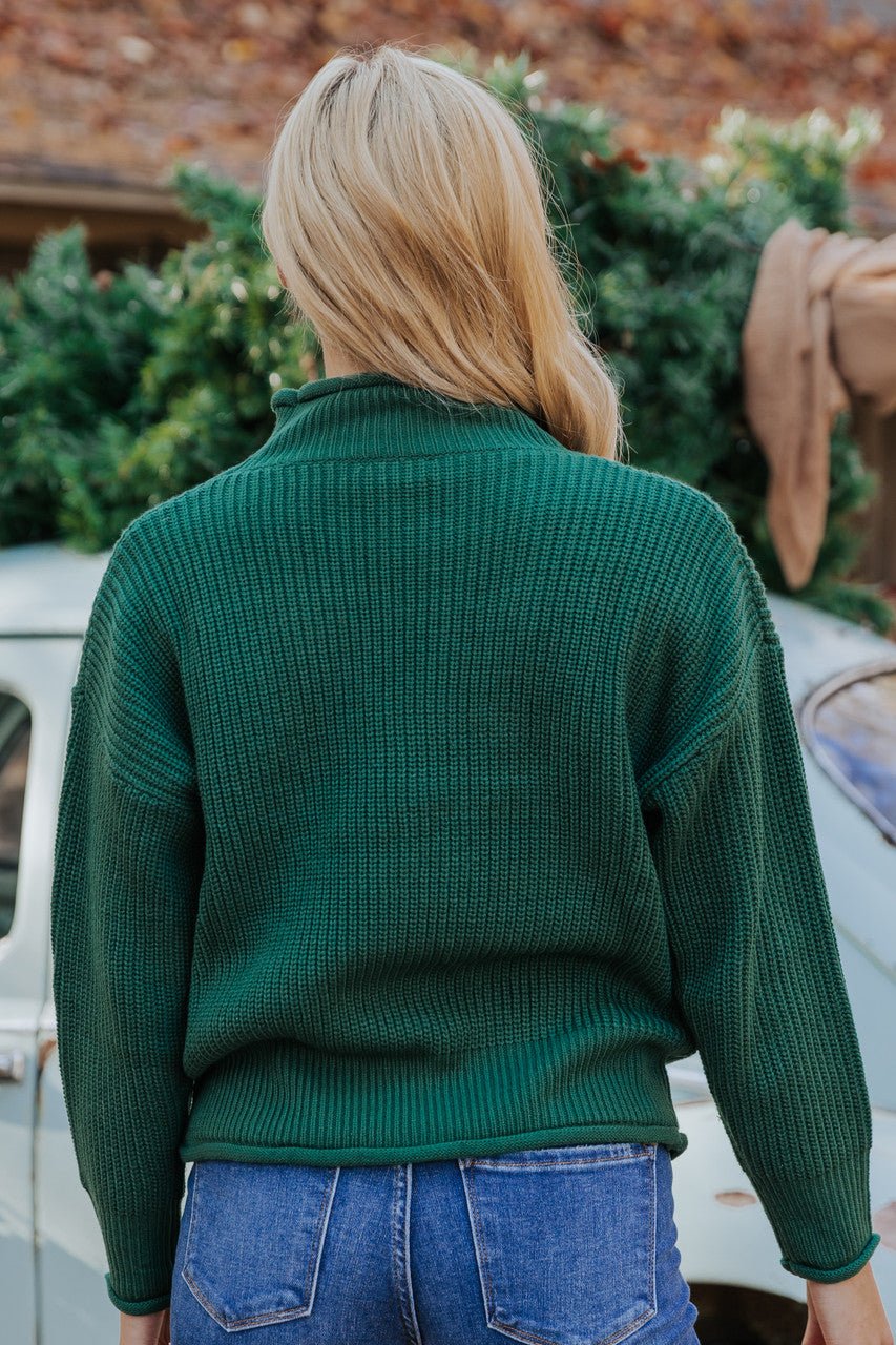 Winter Wonderland Green Mock Neck Sweater-FINAL SALE