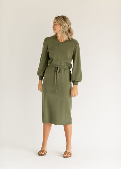 Wren Sweater Midi Dress Olive