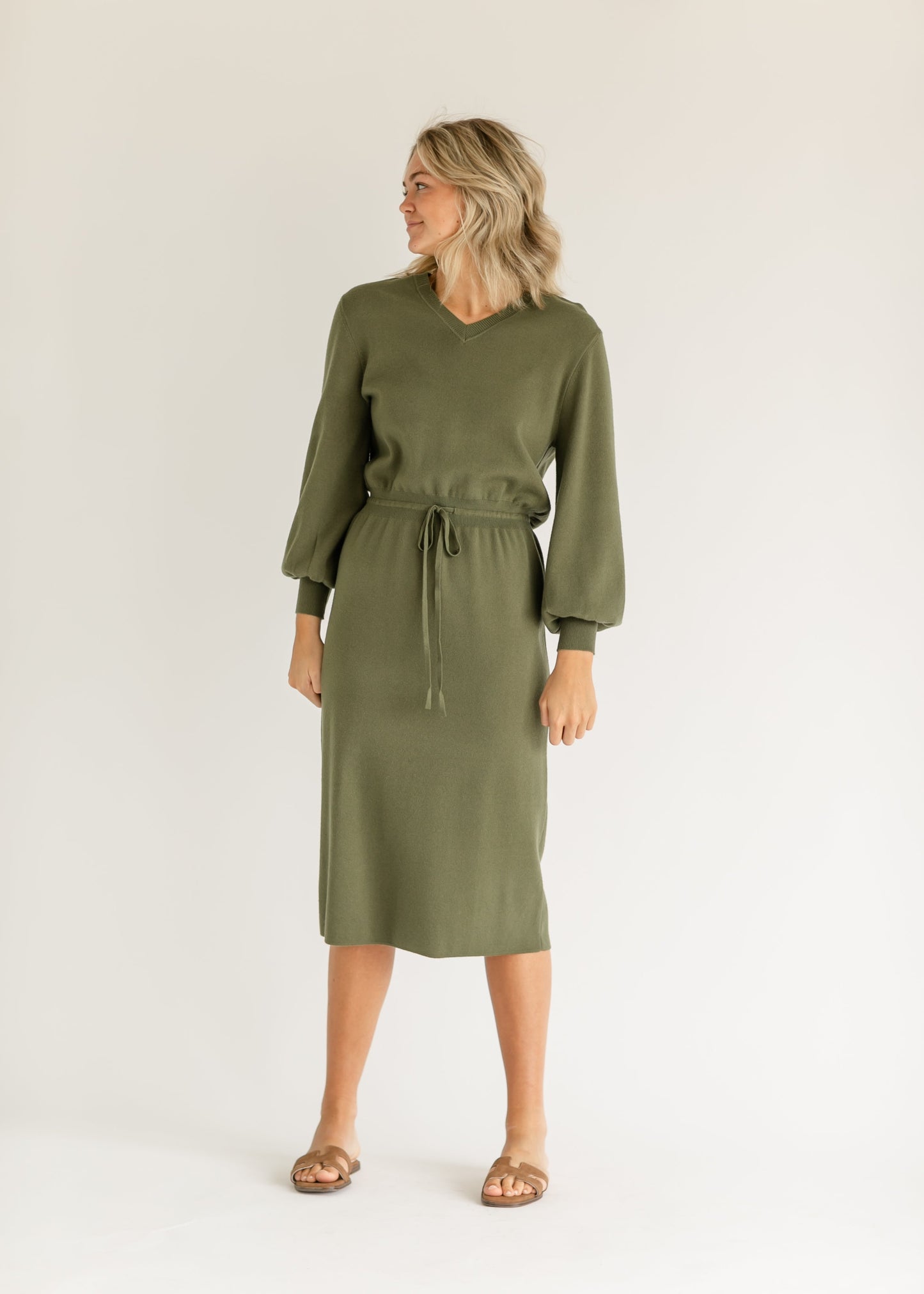Wren Sweater Midi Dress Olive