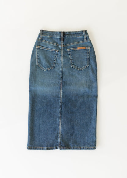 Zana Front Button Denim Midi Skirt