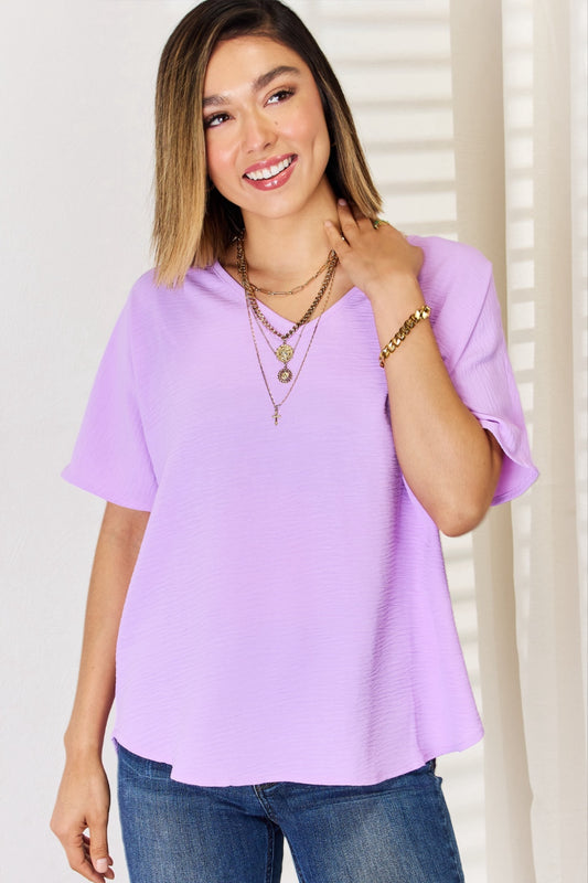 Textured Crewneck Tee Bright Lavender