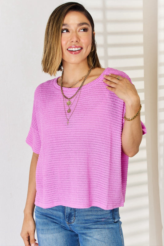 Plus Size Super Soft Round Neck Tee Bright Mauve